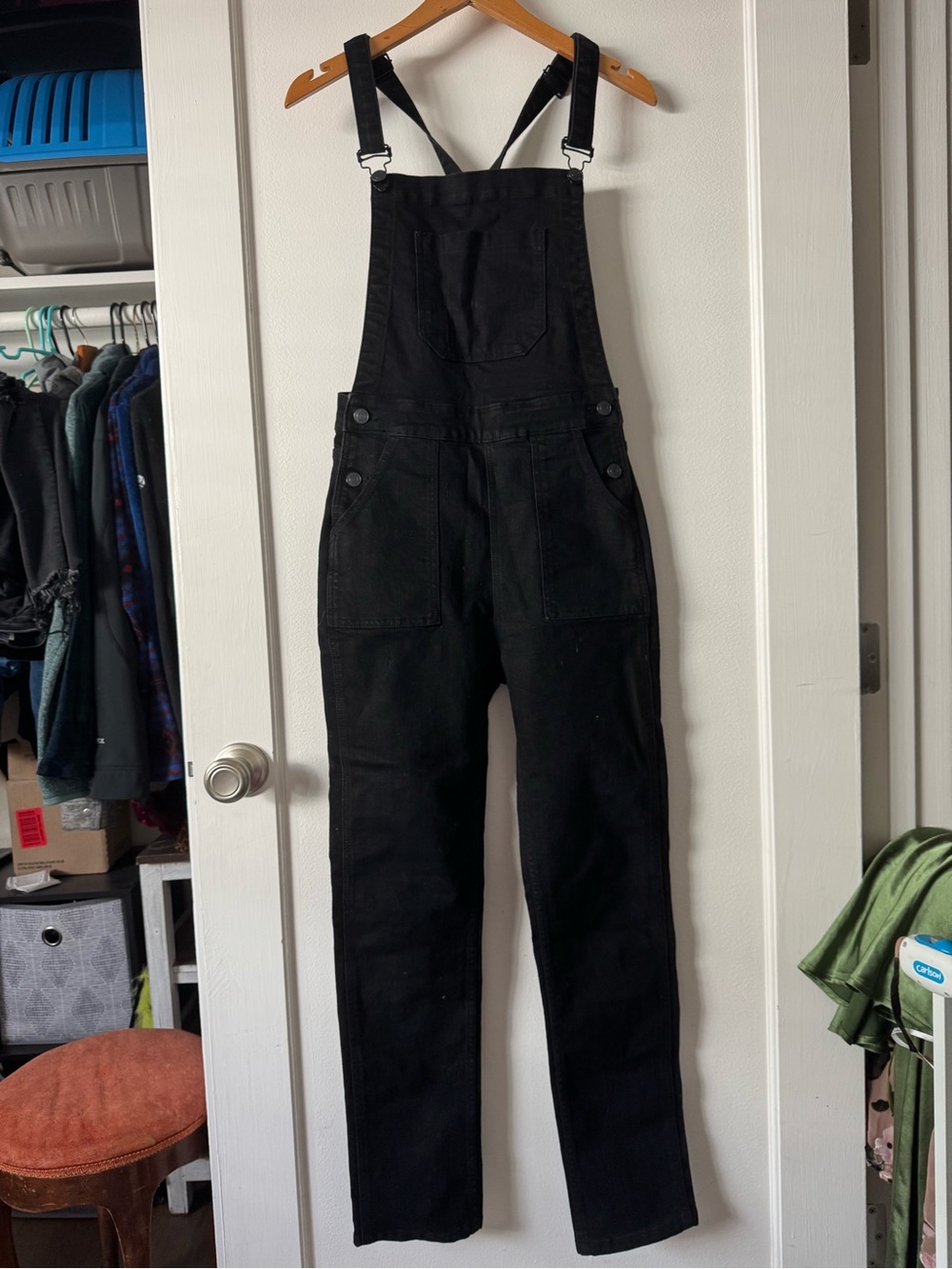 Brandy Melville Black High-Waisted Crossback Overalls Size M
